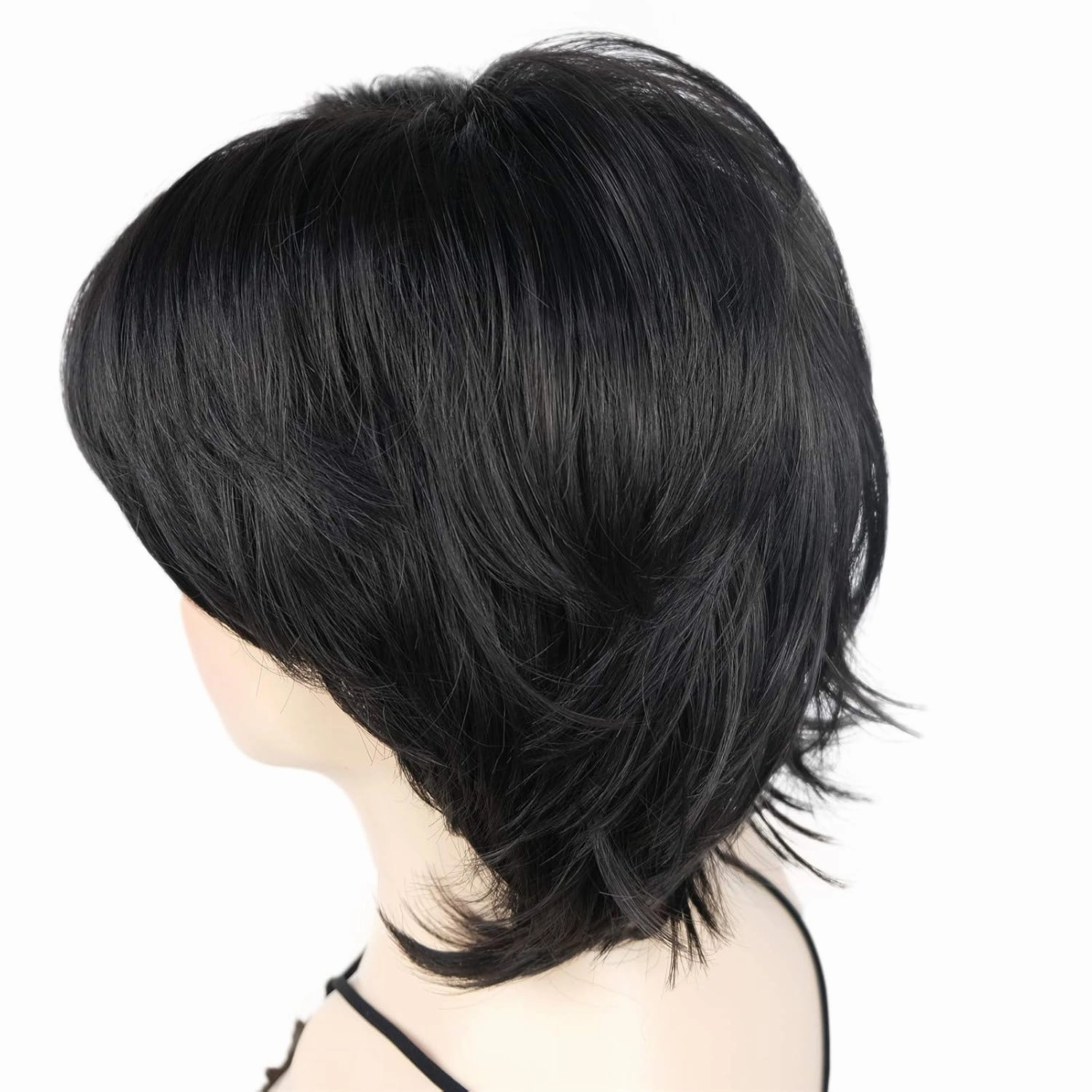 Wiginway Short Natural Black Layered Shaggy Wavy Wigs 100% Imported Premium Hair Heat Resistant Synthetic for Women 6 Inch
