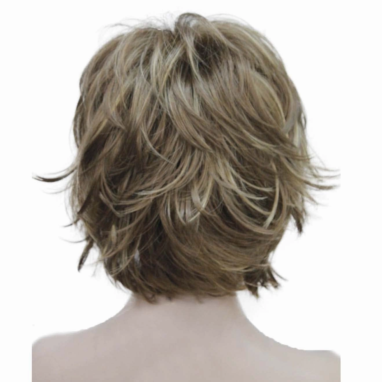 Wiginway Women's Wig Light Reddish Brown with Blonde Highlights BFluffy Short Straight Layered Hair Synthetic Full Wigs