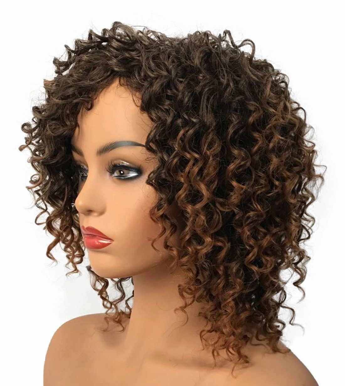Wiginway Women Wig Medium Curly Brown Wigs Synthetic Wig Hairpiece For Women Remy Hair Pieces 8 Inch