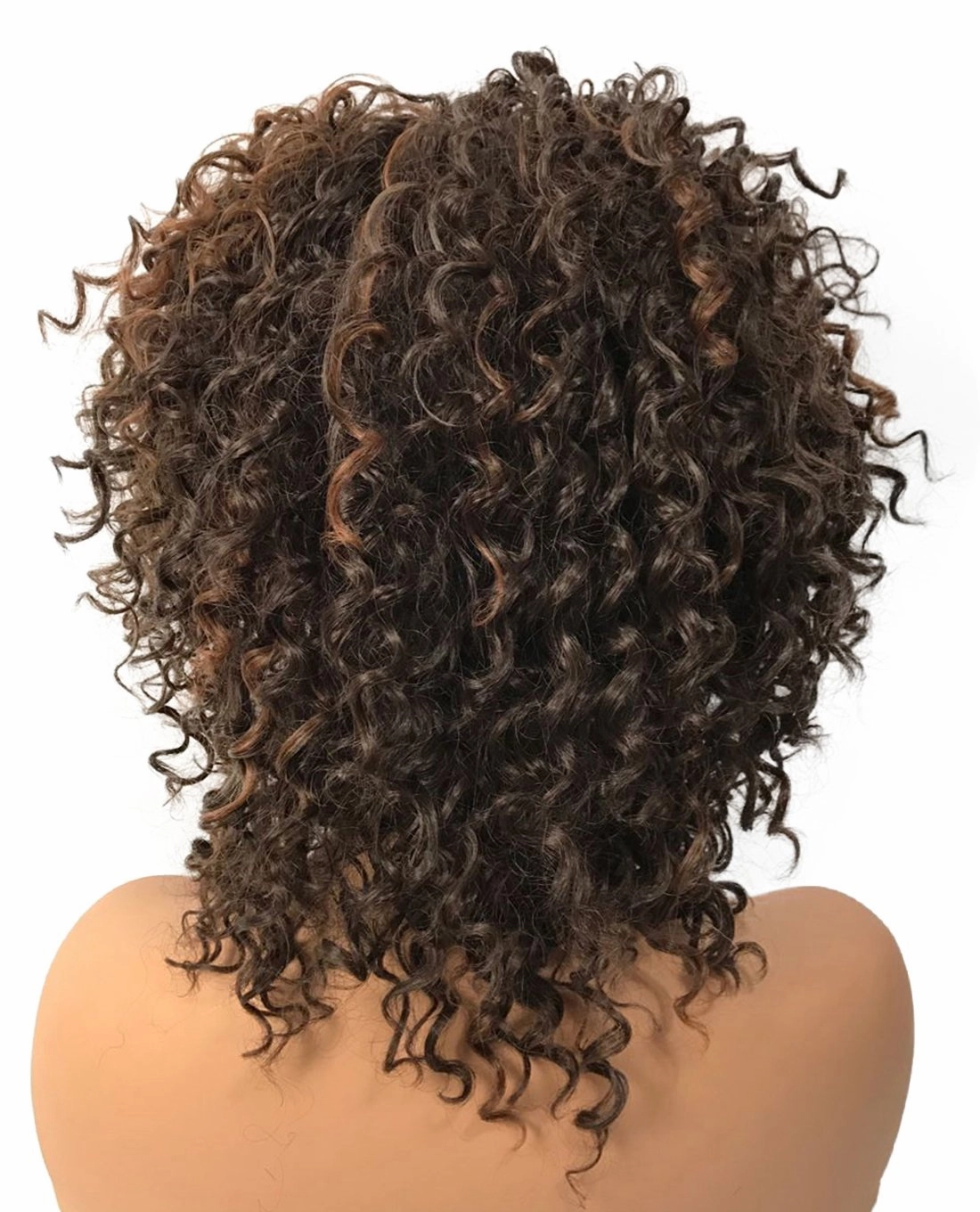 Wiginway Women Wigs Medium Curly Brown Mixed Auburn Wig Synthetic Wigs For Black Women Vogue Wigs 8 Inch