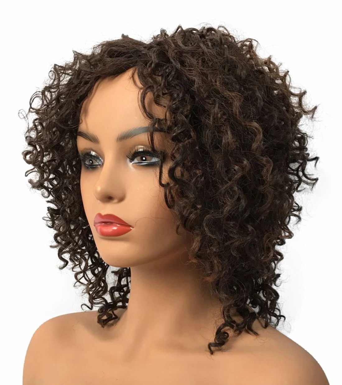 Wiginway Women Wigs Medium Curly Brown Mixed Auburn Wig Synthetic Wigs For Black Women Vogue Wigs 8 Inch