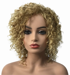 Wiginway Women Wigs Medium Curly Gold Wigs Synthetic Wig For Womens Hair Wigs 8 Inch