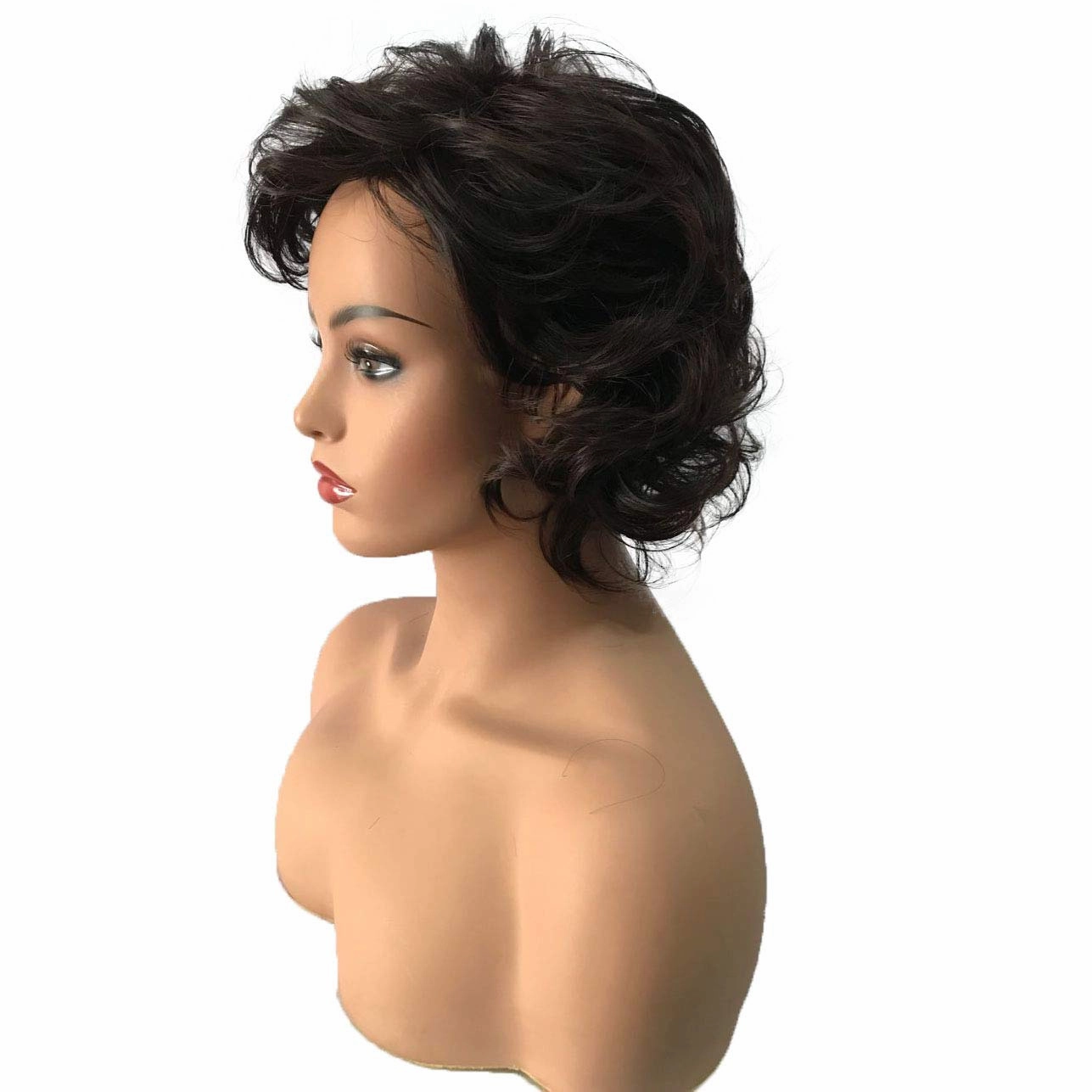 Wiginway Women Wigs Medium Wavy #2-33 Dark Brown Wigs Synthetic Wig Toupee Remy Hair Wigs Colored 8 Inch