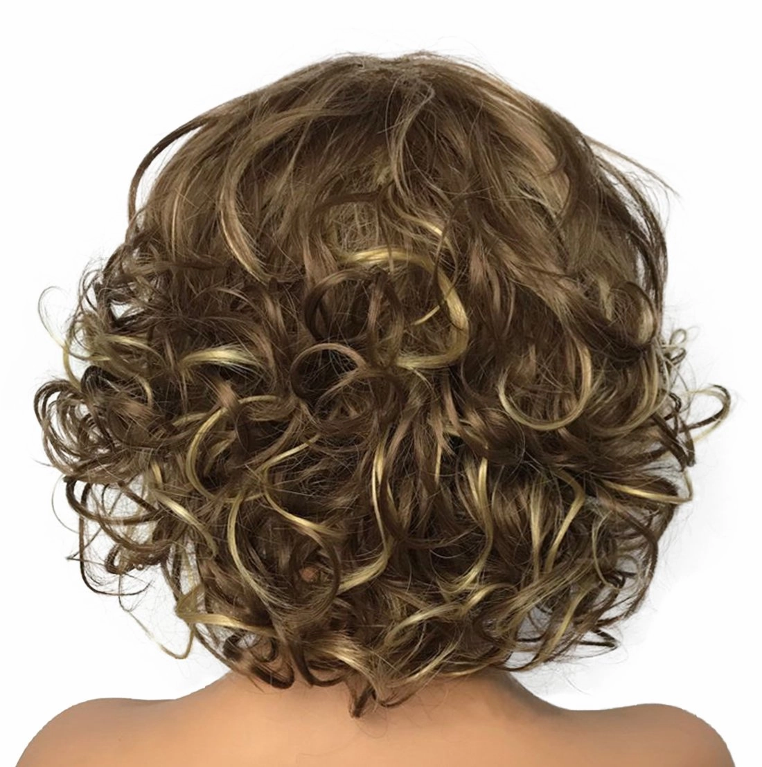 Wiginway Women Wigs Short Curly Brown Hair Wig Bangs Natural Full Synthetic Wig 6 Inches
