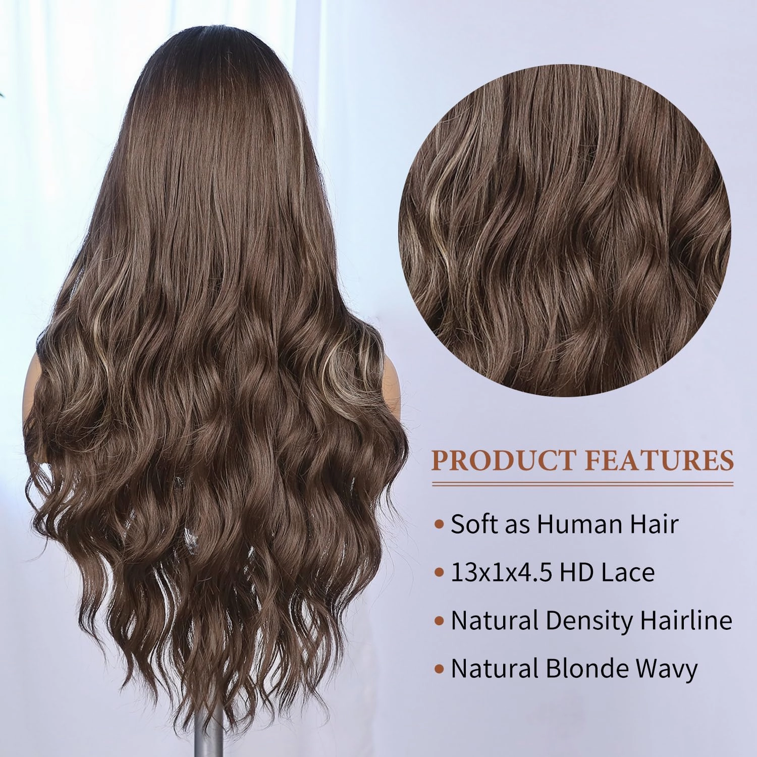 WIGNEE Lace Front Wig Body Wave Black Wig Long Curly Wigs Natural Black Synthetic Lace Front Wigs for Black Women (Dark brown with highlights)