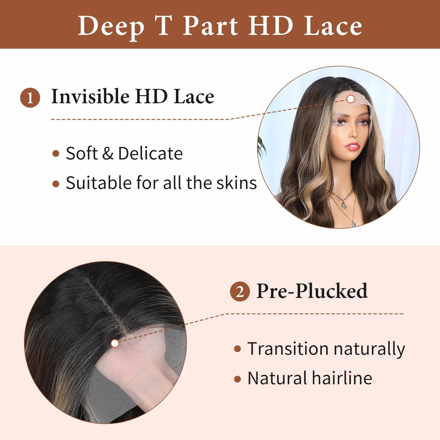 WIGNEE Lace Front Wig Body Wave Black Wig Long Curly Wigs Natural Black Synthetic Lace Front Wigs for Black Women (Dark brown with highlights)