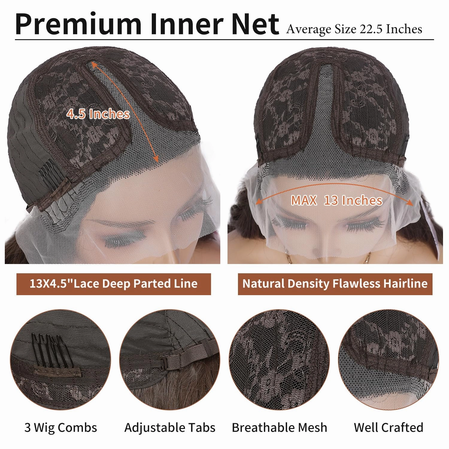WIGNEE Lace Front Wig Body Wave Black Wig Long Curly Wigs Natural Black Synthetic Lace Front Wigs for Black Women (Dark brown with highlights)