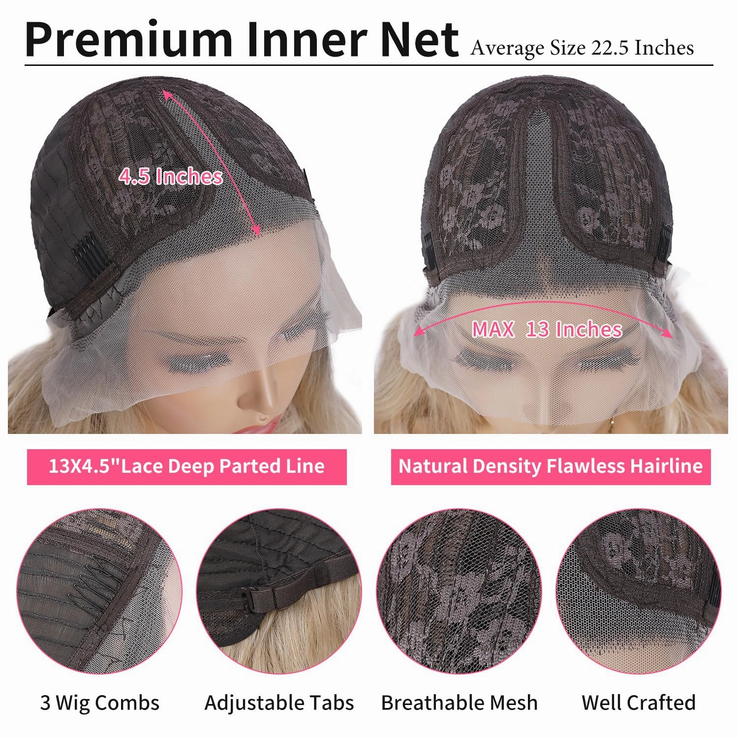 WIGNEE Lace Front Wig Body Wave Blonde Wig Long Curly Wigs Synthetic Lace Front Wigs for Black Women (Ombre Blonde)