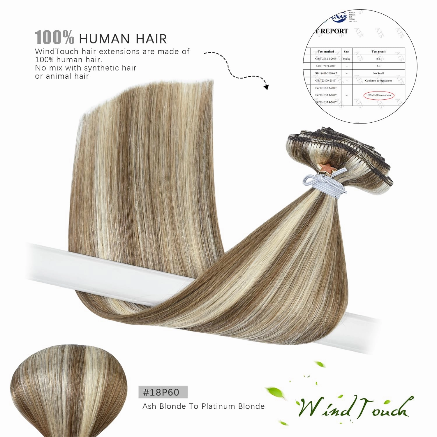 WindTouch Clip in Hair Extensions Real Human Hair Balayage Ash Blonde To Platinum Blonde Highlights Thick Full Head 14Inch 120g 7 Pieces