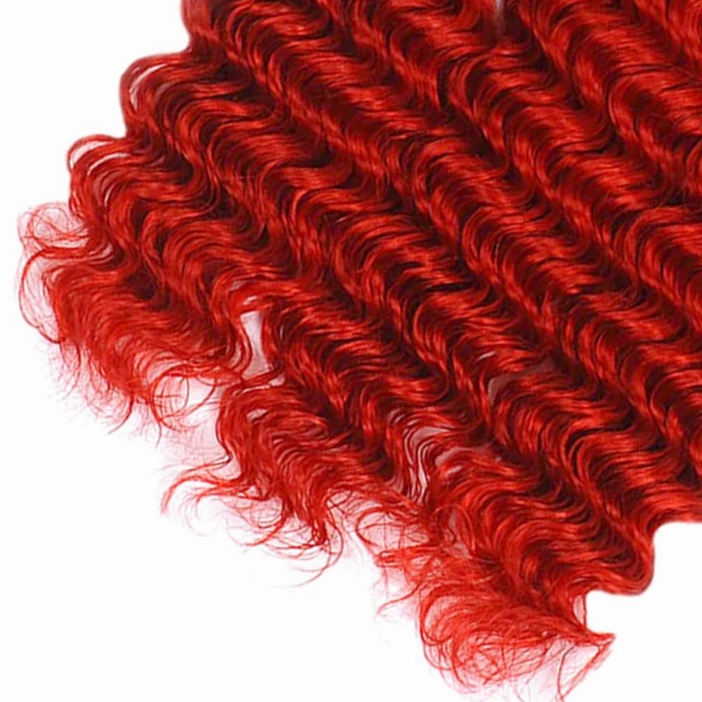 Wine Red Bundles Human Hair Light Red Deep Wave 3 Bundles 12 12 12 Inch Unprocessed Brazilian Virgin Remy Hair Double Weft Weave Human Hair Extensions