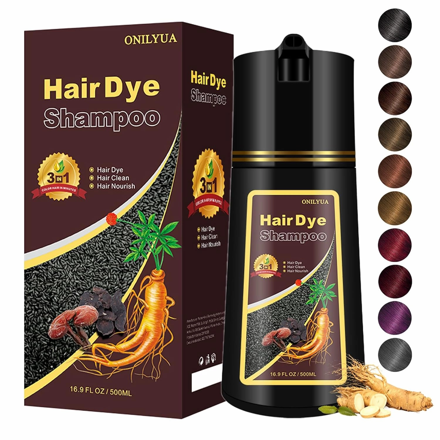 Wine Red Hair Dye for Men and Women, Hair Color Shampoo For Home Use, 16.9 Fl Oz Shampoo Para Canas (Wine Red)