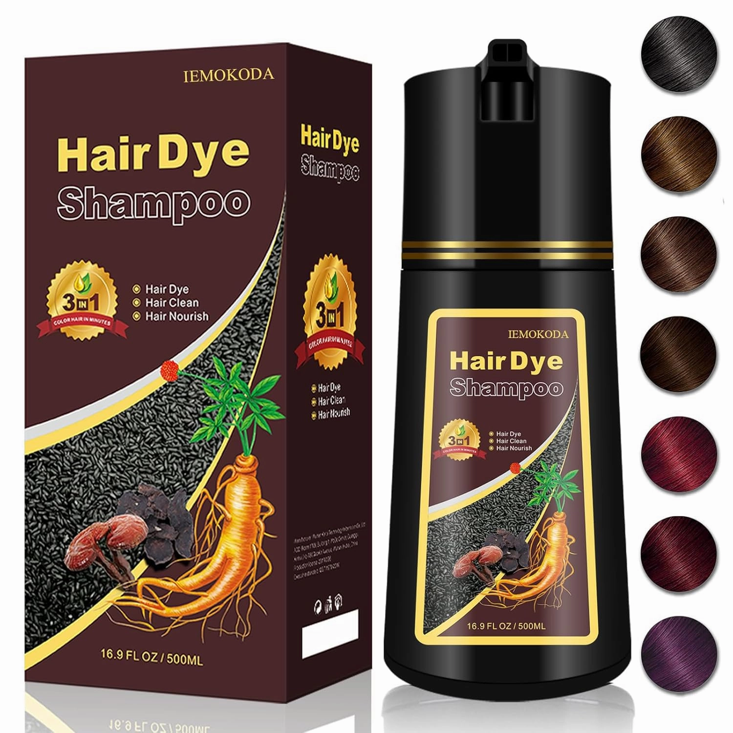 Wine Red Hair Dye Shampoo 3-in-1, Instant Shampoo Hair Dye for Women, Natural Red Shampoo for Painting Hair, Burgundy Shampoo Dye Hair Color Lasts up to 4 Weeks, Champu Para Pintar el Pelo, 16.9 Fl Oz