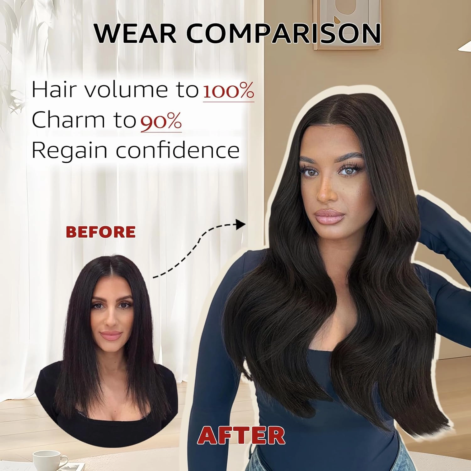 Wire Hair Extensions 70g Straight Human Hair Wire Extensions Natural Black to Brown Invisible Wire Hair Real Human Hair Brown Hair Extensions for Women 14inch(#1BT/4-14inch)