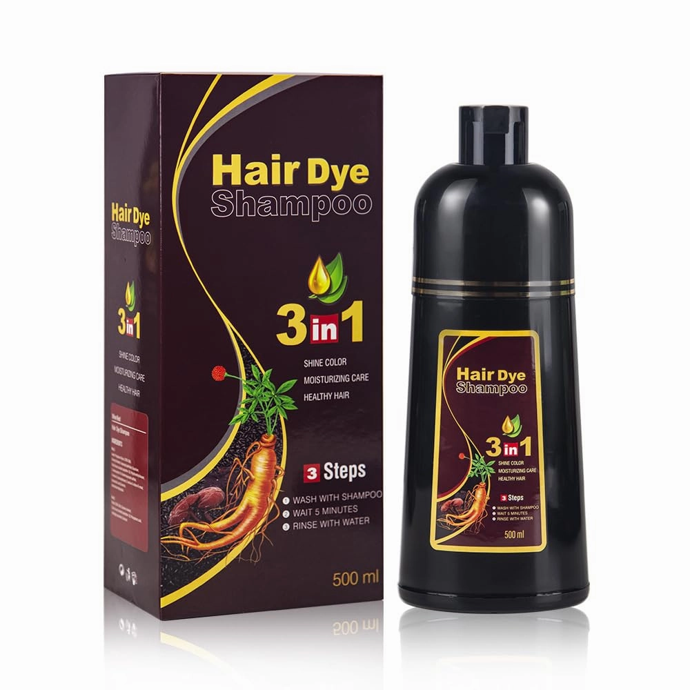 WIZOLA Herbal Brown Hair Color Shampoo, 3 in 1 Permanent Natural Coverage for Gray/White Hair, Conditioning Dye Treatment, 16oz (500ml)