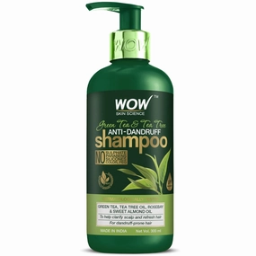 WOW Skin Science Green Tea & Tea Tree Anti-Dandruff Shampoo - NO Sulphates, Parabens, Silicones, Color & PEG - 300 ml