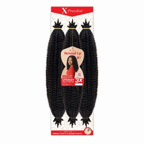 X-pression Braid Outre Crochet Braids X-Pression Twisted Up 3X Springy Afro Twist 24 inch (3-pack, 2T1B/PUR)