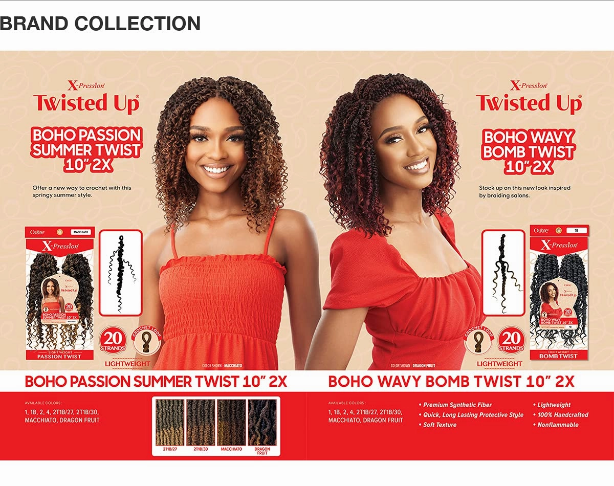 XPRESSION Outre Crochet Braids X-Pression Twisted Up 2X Boho Wavy Bomb Twist 10'' (1-pack, 1B)