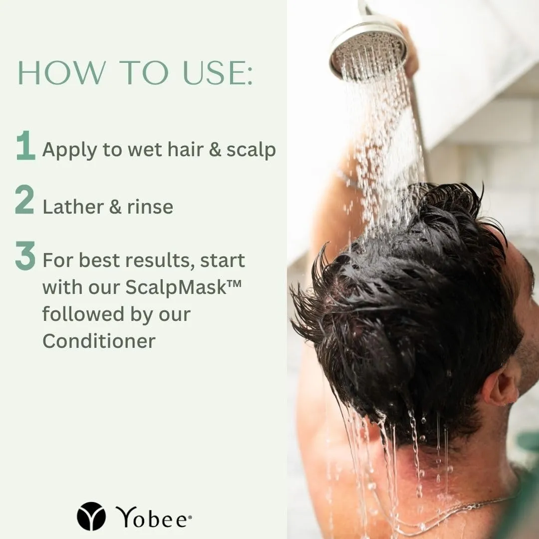 Yobee Naturally Rebalancing Shampoo | Dry, Flaky & Itchy Scalp Care with Para Probiotics, Organic Honey & Turmeric, Vitamin B12 & Oat Extracts | Dandruff & Psoriasis Relief (1 Bottle)