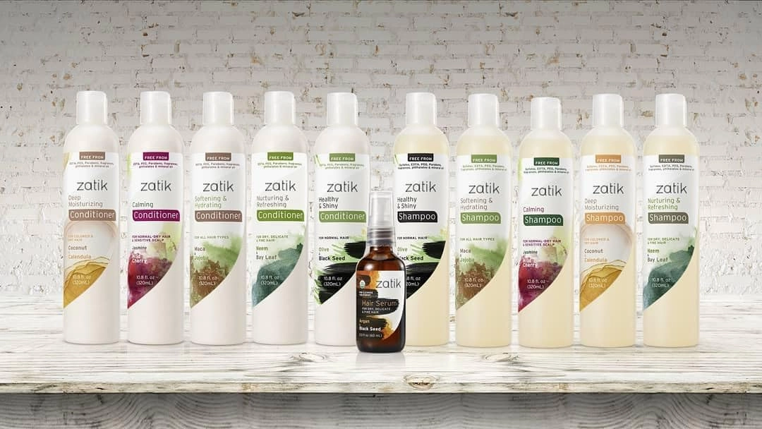 Zatik Naturals - Calming Shampoo   Conditioner Set, with Jasmine and Wild Cherry for Dandruff - Vegan Biodegradable, pH Balanced, FREE FROM EDTA, PEG, Paraben, phthalates, 10.8 oz (One each)