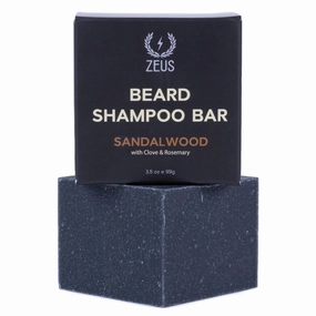ZEUS Beard Shampoo Bar with All-Natural Oils for Men, Hydrating Soap for Face & Beard, Clarifies Skin & Fights Beardruff (Made in USA) Sandalwood