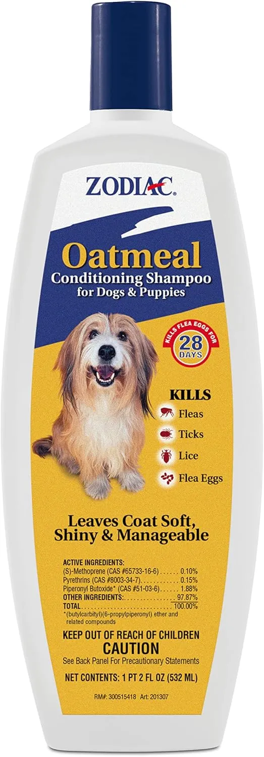 Zodiac Oatmeal Conditioning Shampoo for Dogs & Puppies 18 ounces, Small