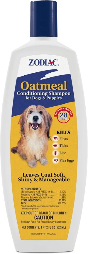 Zodiac Oatmeal Conditioning Shampoo for Dogs & Puppies 18 ounces, Small
